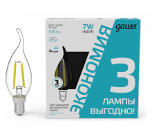 Лампа светодиодная Gauss Filament E14 7W 4100K 104901207T