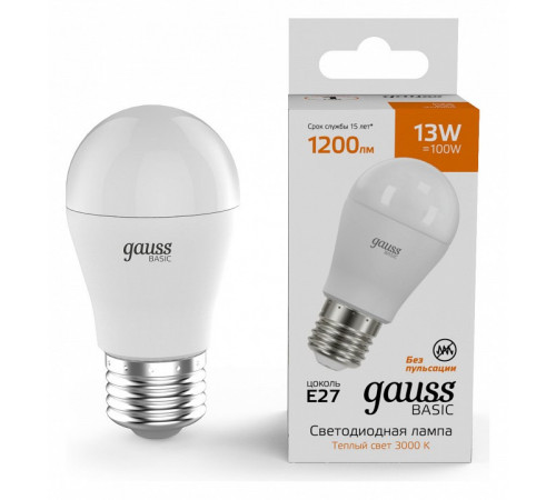 Лампа светодиодная Gauss Basic E27 13W 3000K 10502132 Лампа светодиодная Gauss Basic E27 13W 3000K 10502132
