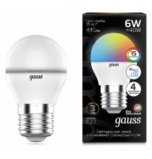 Лампа светодиодная диммируемая Gauss E27 6W 3000-6500K матовая 105102406