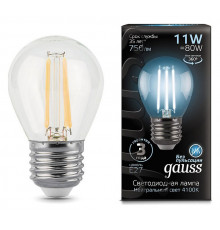 Лампа светодиодная филаментная Gauss E27 11W 4100K прозрачная 105802211
