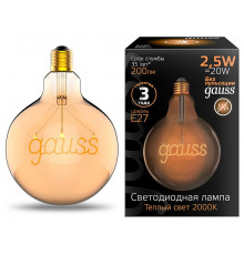 Лампа светодиодная филаментная Gauss E27 2,5W 2000K шар золотой 175802003