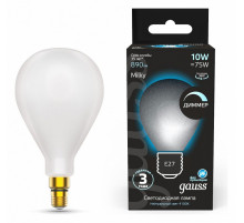 Лампа светодиодная филаментная диммируемая Gauss E27 10W 4100К матовая 179202210-D