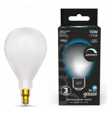 Лампа светодиодная филаментная диммируемая Gauss E27 10W 4100К матовая 179202210-D