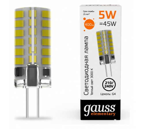 Светодиодная лампа Gauss Elementary G4 5W 3000K 18015