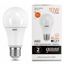 Лампа светодиодная Gauss E27 10W 3000K груша матовая 23210