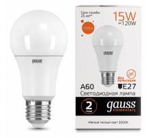 Лампа светодиодная Gauss E27 15W 3000K матовая 23215