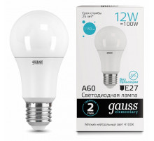 Лампа светодиодная Gauss E27 12W 4100K груша матовая 23222