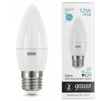 Лампа светодиодная Gauss E27 12W 4100K свеча матовая 30222