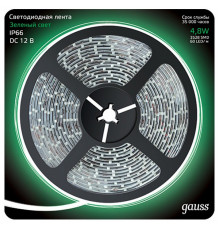 Светодиодная влагозащищенная лента Gauss 4,8W/m 60LED/m 2835SMD зеленый 5M 311000605