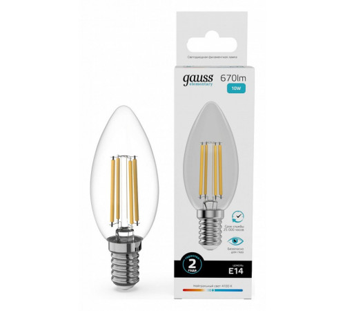 Лампа светодиодная Gauss Filament Elementary E14 10W 4100K 32120 Лампа светодиодная Gauss Filament Elementary E14 10W 4100K 32120