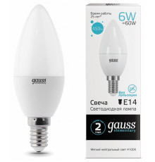 Лампа светодиодная Gauss Elementary E14 6W 4100K 33126T