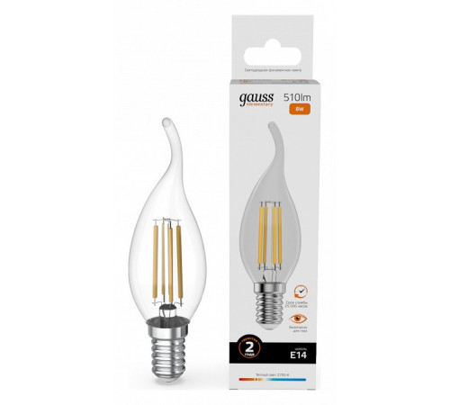 Лампа светодиодная Gauss Filament Elementary E14 8W 2700K 42118