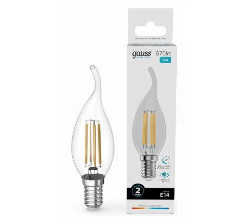 Лампа светодиодная Gauss Filament Elementary E14 10W 4100K 42120 Лампа светодиодная Gauss Filament Elementary E14 10W 4100K 42120
