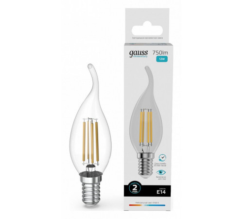 Лампа светодиодная Gauss Filament Elementary E14 12W 4100K 42122 Лампа светодиодная Gauss Filament Elementary E14 12W 4100K 42122