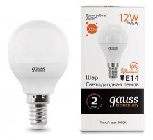 Лампа светодиодная Gauss E14 12W 3000K матовая 53112