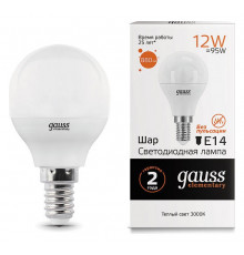 Лампа светодиодная Gauss E14 12W 3000K матовая 53112