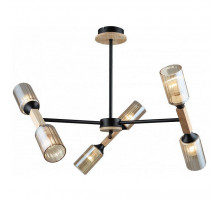 Люстра на штанге IMEX MD.5495-6-S-BK+WOOD
