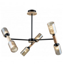 Люстра на штанге IMEX MD.5495-6-S-BK+WOOD