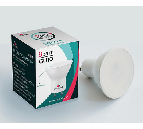 Лампа светодиодная Italline GU10 8W 3000K матовая TP GU10/8W/3000K matt Лампа светодиодная Italline GU10 8W 3000K матовая TP GU10/8W/3000K matt