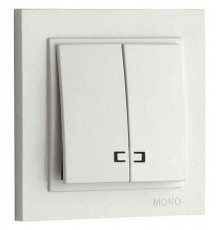 Выключатель двухклавишный с подсветкой Mono Electric Despina 10А 250В слоновая кость 102-010025-103