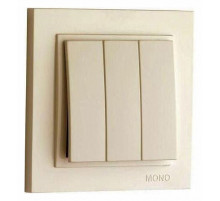 Выключатель трехклавишный Mono Electric Despina 10А 250В крем 102-170022-114