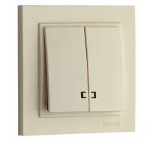 Выключатель двухклавишный с подсветкой Mono Electric Despina 10А 250В крем 102-170025-103