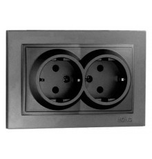 Розетка двойная з заземлення Mono Electric Despina 16А 250В графит 102-202004-120