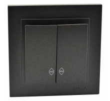 Выключатель двухклавишный проходной Mono Electric Despina 10А 250В графит 102-202023-111