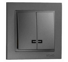 Выключатель двухклавишный с подсветкой Mono Electric Despina 10А 250В графит 102-202025-103
