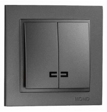 Выключатель двухклавишный с подсветкой Mono Electric Despina 10А 250В графит 102-202025-103