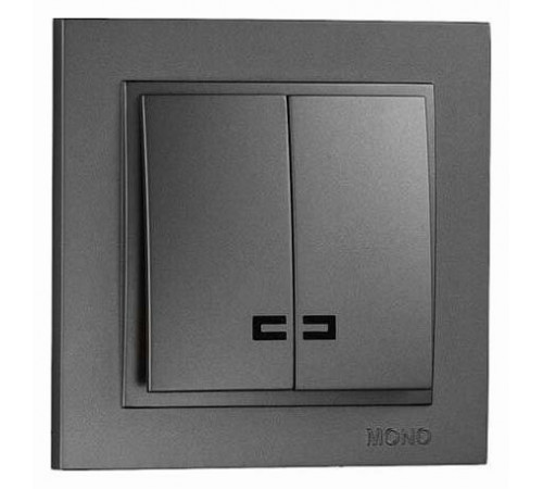 Выключатель двухклавишный с подсветкой Mono Electric Despina 10А 250В графит 102-202025-103
