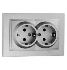 Розетка с заземлением двойная Mono Electric Despina 16А 250В серебро 102-212104-120