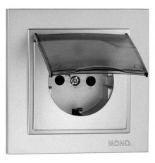 Розетка с заземлением с крышкой Mono Electric Despina 16А 250В серебро 102-212121-118