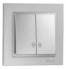 Выключатель двухклавишный проходной Mono Electric Despina серебро 102-212123-111