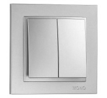 Выключатель двухклавишный Mono Electric Despina 10А 250В серебро 102-212125-102