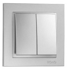 Выключатель двухклавишный Mono Electric Despina 10А 250В серебро 102-212125-102