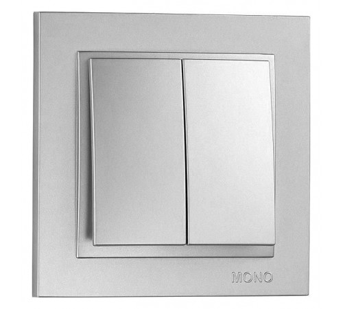 Выключатель двухклавишный Mono Electric Despina 10А 250В серебро 102-212125-102