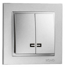 Выключатель двухклавишный с подсветкой Mono Electric Despina 10А 250В серебро 102-212125-103