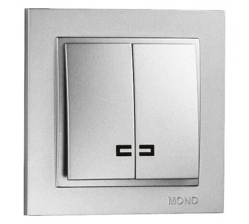 Выключатель двухклавишный с подсветкой Mono Electric Despina 10А 250В серебро 102-212125-103 Выключатель двухклавишный с подсветкой Mono Electric Despina 10А 250В серебро 102-212125-103