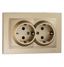 Розетка с заземлением двойная Mono Electric Despina 16А 250В титан 102-222204-120