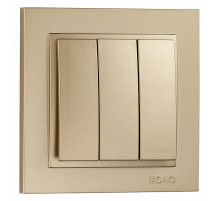 Выключатель трехклавишный Mono Electric Despina 10А 250В титан 102-222222-114