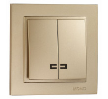 Выключатель двухклавишный с подсветкой Mono Electric Despina 10А 250В титан 102-222225-103