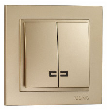 Выключатель двухклавишный с подсветкой Mono Electric Despina 10А 250В титан 102-222225-103