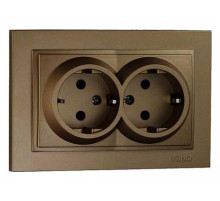 Розетка с заземлением двойная Mono Electric Despina 16А 250В бронза 102-232304-120
