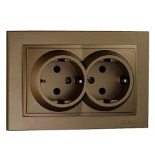 Розетка с заземлением двойная Mono Electric Despina 16А 250В бронза 102-232304-120