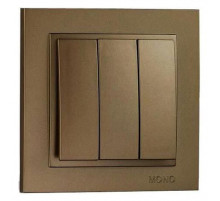 Выключатель трехклавишный Mono Electric Despina 10А 250В бронза 102-232322-114