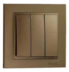 Выключатель трехклавишный Mono Electric Despina 10А 250В бронза 102-232322-114