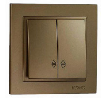 Выключатель двухклавишный проходной Mono Electric Despina 10А 250В бронза 102-232323-111