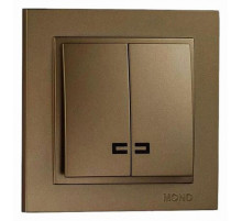 Выключатель двухклавишный с подсветкой Mono Electric Despina 10А 250В бронза 102-232325-103