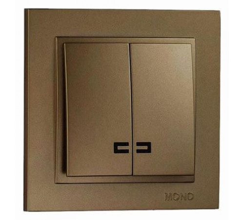Выключатель двухклавишный с подсветкой Mono Electric Despina 10А 250В бронза 102-232325-103